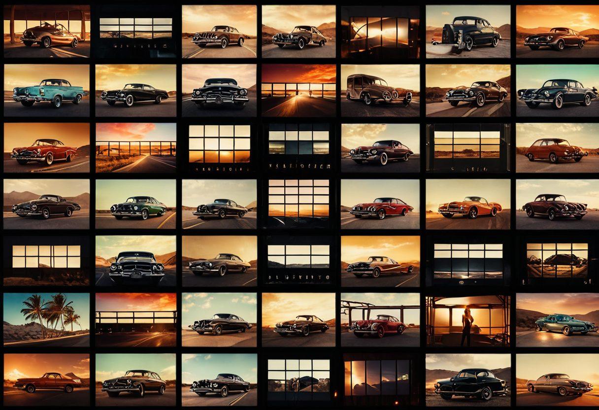 A passionate, artistic collage of cinematic film reels and intimate moments, blending both amateur and professional settings. Highlight the diversity and exploration of erotic themes with tasteful, sensual visuals. Cinematic lighting and subtle, warm tones. painting. vibrant colors.